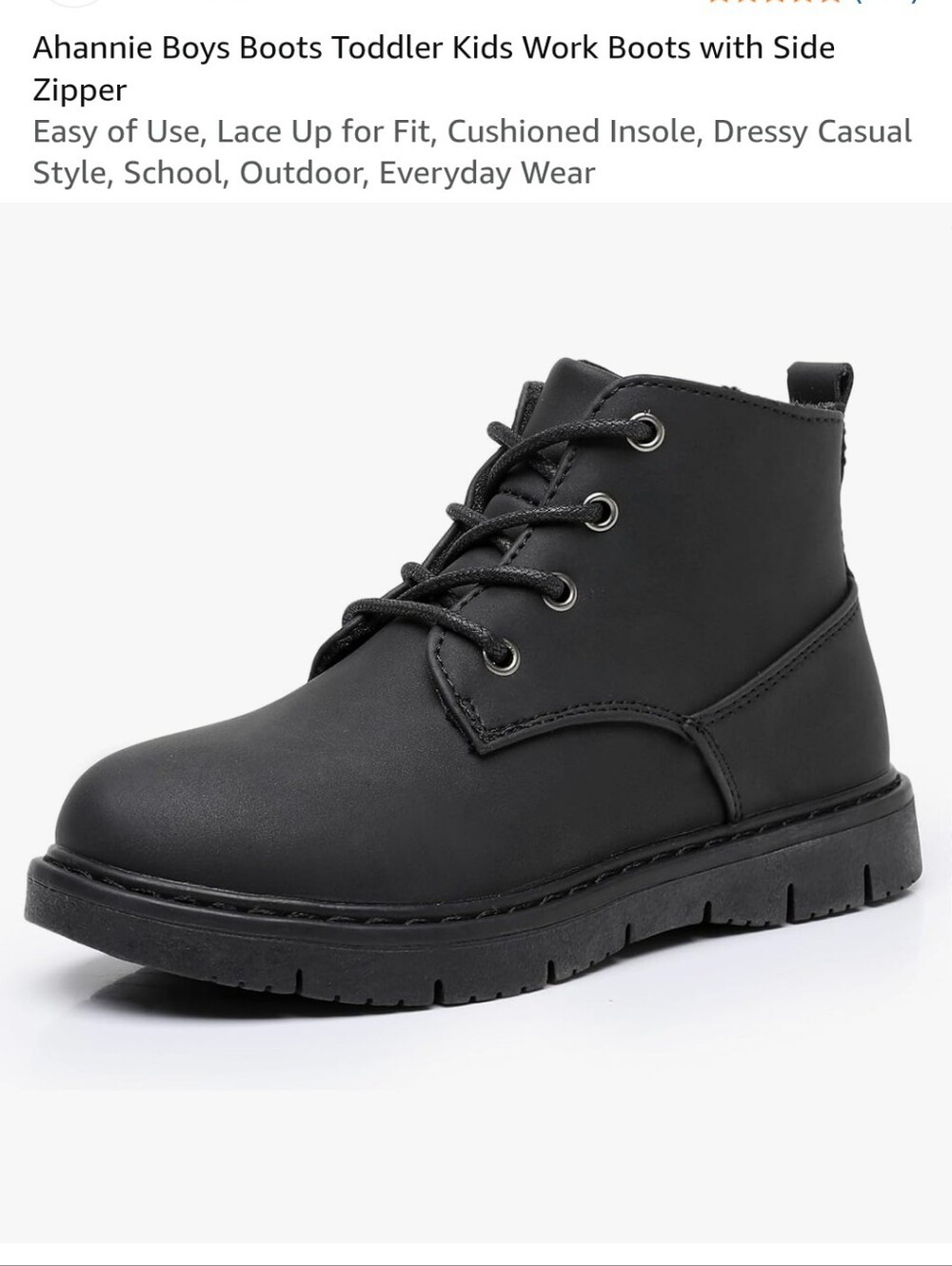 Toddler 7C Black Lace-Up Ankle Boots
